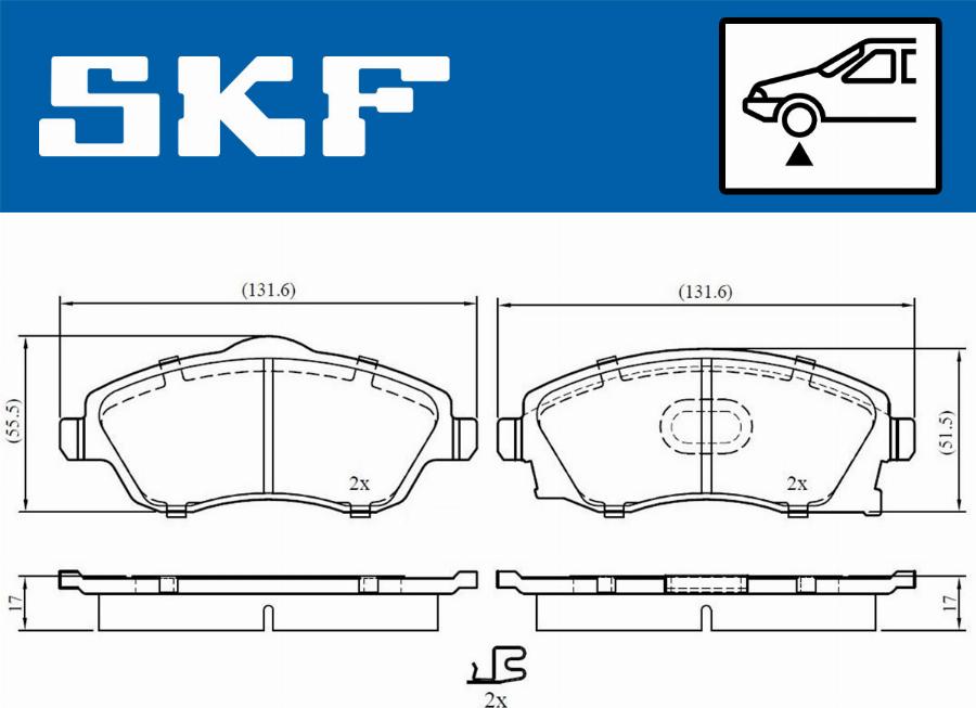 SKF VKBP 80062 A - Комплект спирачно феродо, дискови спирачки vvparts.bg
