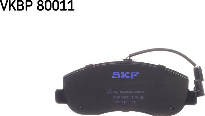 SKF VKBP 80011 E - Комплект спирачно феродо, дискови спирачки vvparts.bg