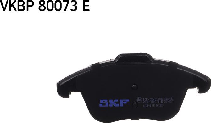SKF VKBP 80073 E - Комплект спирачно феродо, дискови спирачки vvparts.bg