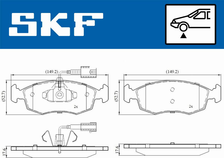 SKF VKBP 80146 E - Комплект спирачно феродо, дискови спирачки vvparts.bg