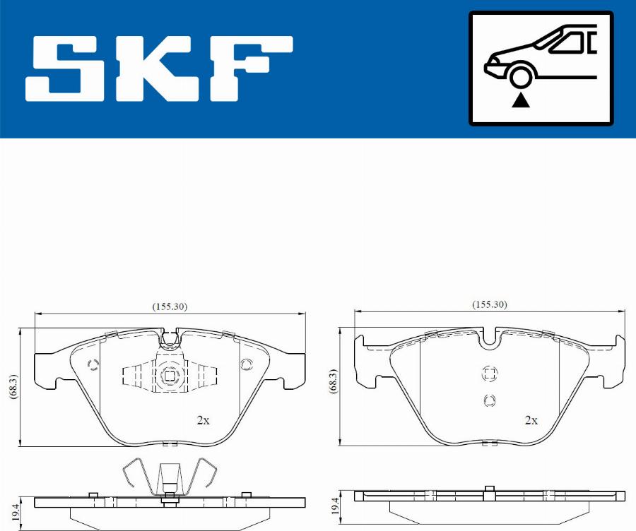 SKF VKBP 80159 - Комплект спирачно феродо, дискови спирачки vvparts.bg