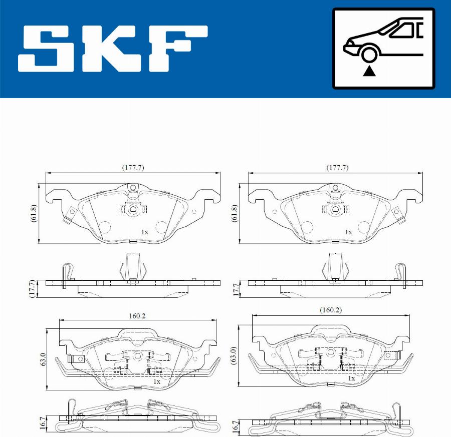 SKF VKBP 80158 A - Комплект спирачно феродо, дискови спирачки vvparts.bg