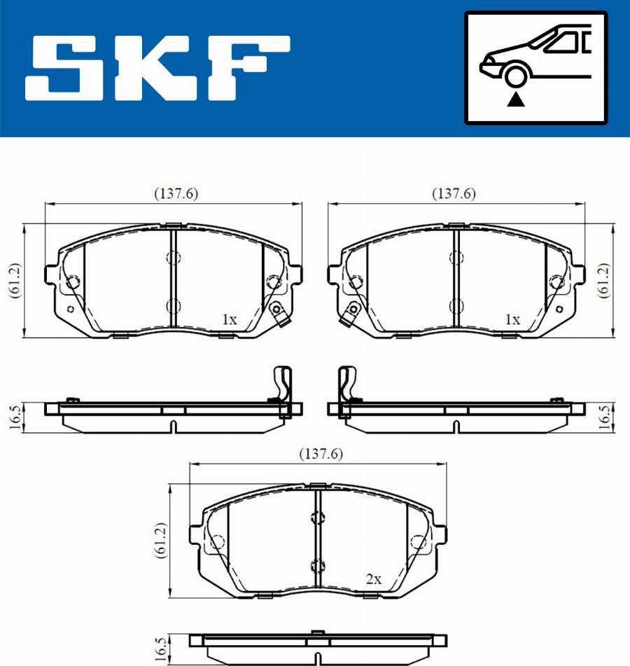 SKF VKBP 80106 A - Комплект спирачно феродо, дискови спирачки vvparts.bg