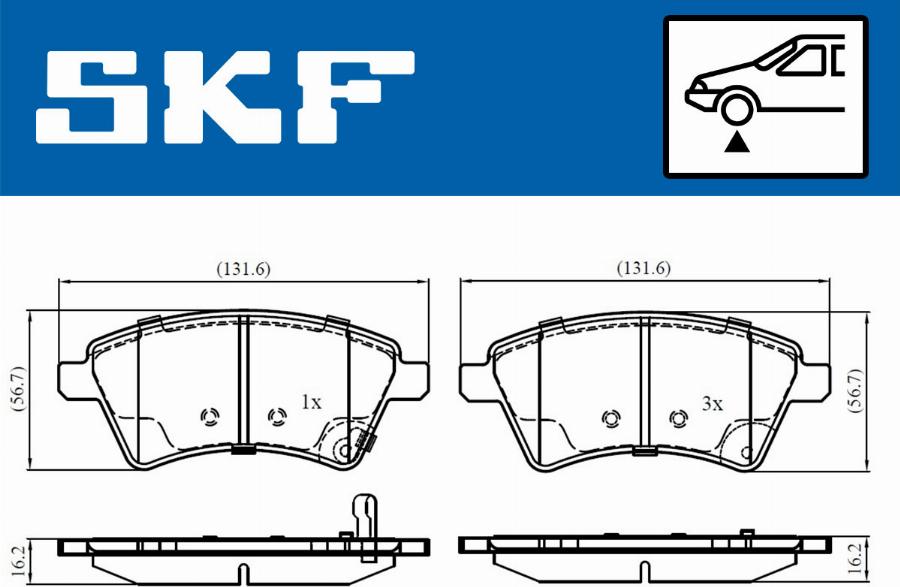 SKF VKBP 80185 A - Комплект спирачно феродо, дискови спирачки vvparts.bg