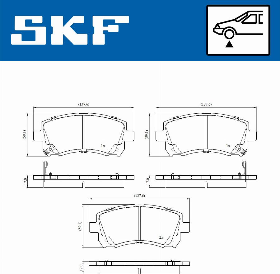 SKF VKBP 80892 A - Комплект спирачно феродо, дискови спирачки vvparts.bg