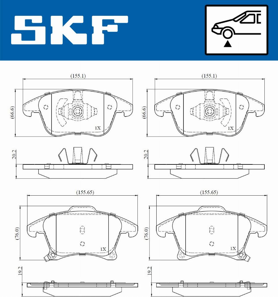 SKF VKBP 80847 A - Комплект спирачно феродо, дискови спирачки vvparts.bg