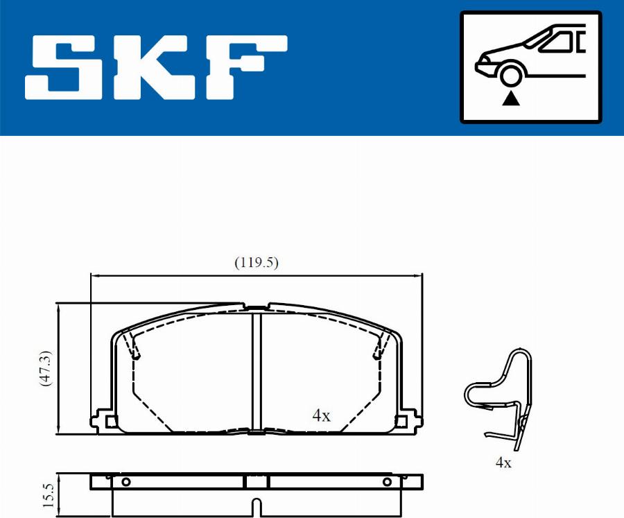 SKF VKBP 80818 A - Комплект спирачно феродо, дискови спирачки vvparts.bg