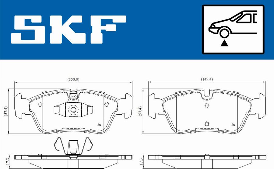 SKF VKBP 80399 - Комплект спирачно феродо, дискови спирачки vvparts.bg
