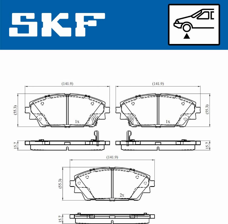 SKF VKBP 80341 A - Комплект спирачно феродо, дискови спирачки vvparts.bg
