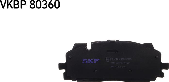 SKF VKBP 80360 - Комплект спирачно феродо, дискови спирачки vvparts.bg