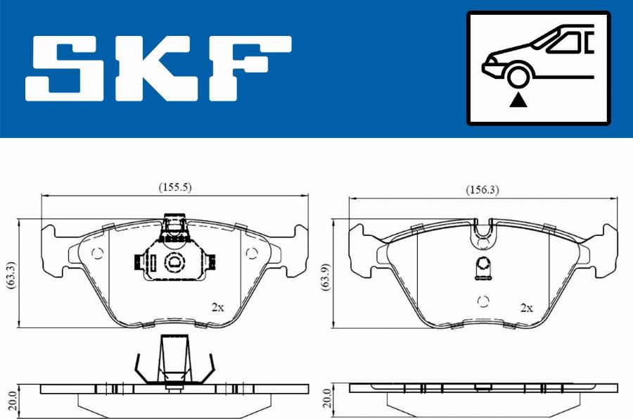 SKF VKBP 80311 - Комплект спирачно феродо, дискови спирачки vvparts.bg