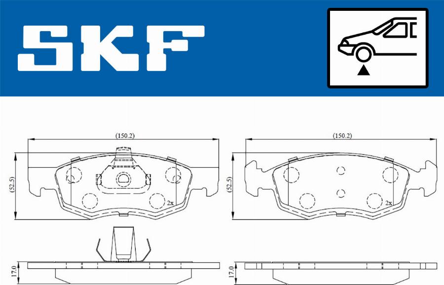 SKF VKBP 80294 - Комплект спирачно феродо, дискови спирачки vvparts.bg