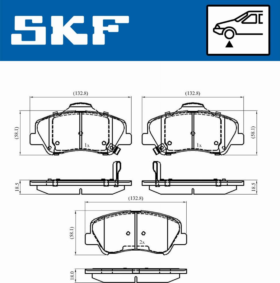 SKF VKBP 80268 A - Комплект спирачно феродо, дискови спирачки vvparts.bg