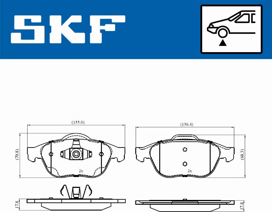 SKF VKBP 80263 - Комплект спирачно феродо, дискови спирачки vvparts.bg