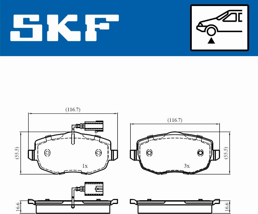 SKF VKBP 80756 E - Комплект спирачно феродо, дискови спирачки vvparts.bg