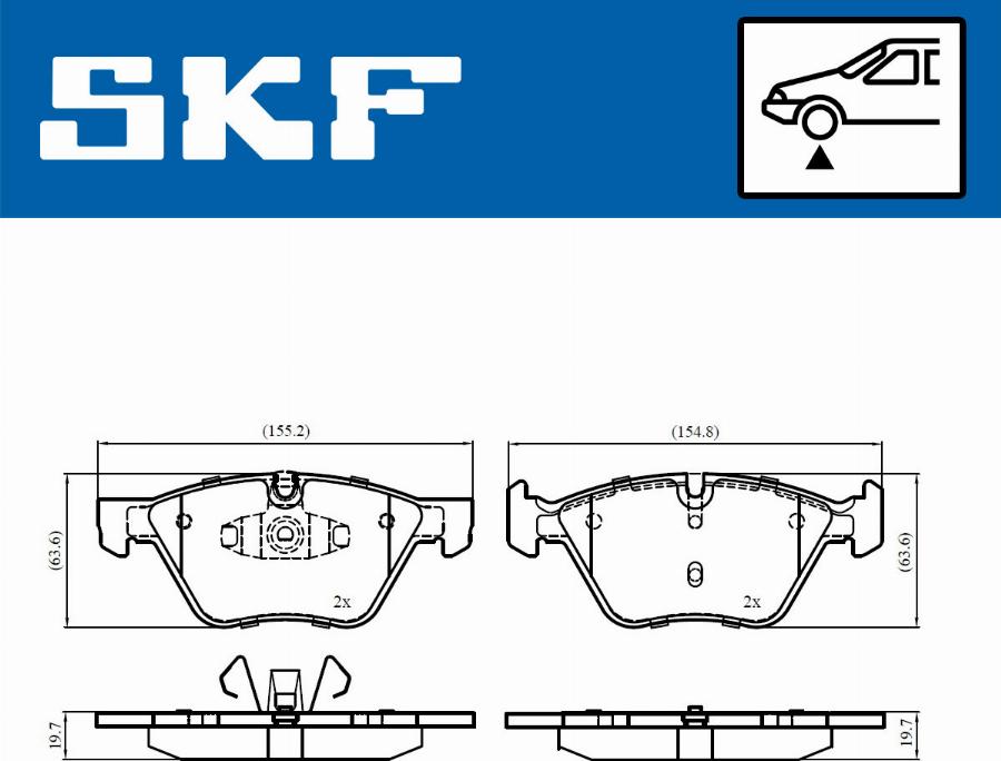 SKF VKBP 80702 - Комплект спирачно феродо, дискови спирачки vvparts.bg