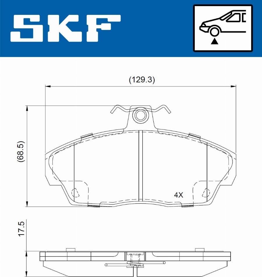 SKF VKBP 80711 - Комплект спирачно феродо, дискови спирачки vvparts.bg