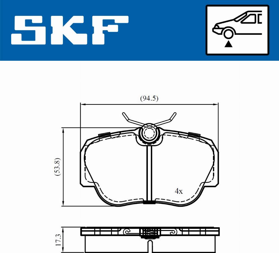 SKF VKBP 80713 - Комплект спирачно феродо, дискови спирачки vvparts.bg