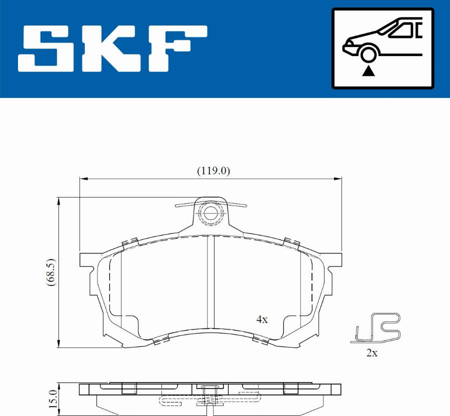 SKF VKBP 80780 E - Комплект спирачно феродо, дискови спирачки vvparts.bg