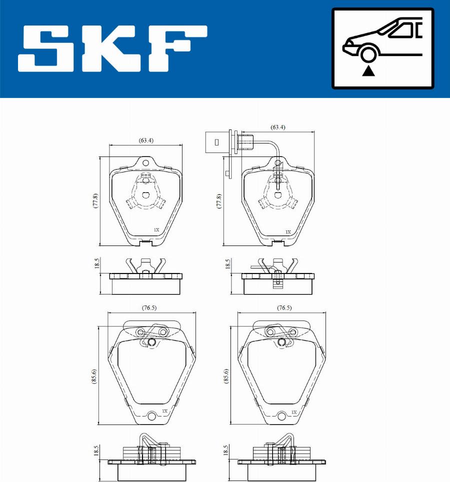 SKF VKBP 81063 E - Комплект спирачно феродо, дискови спирачки vvparts.bg