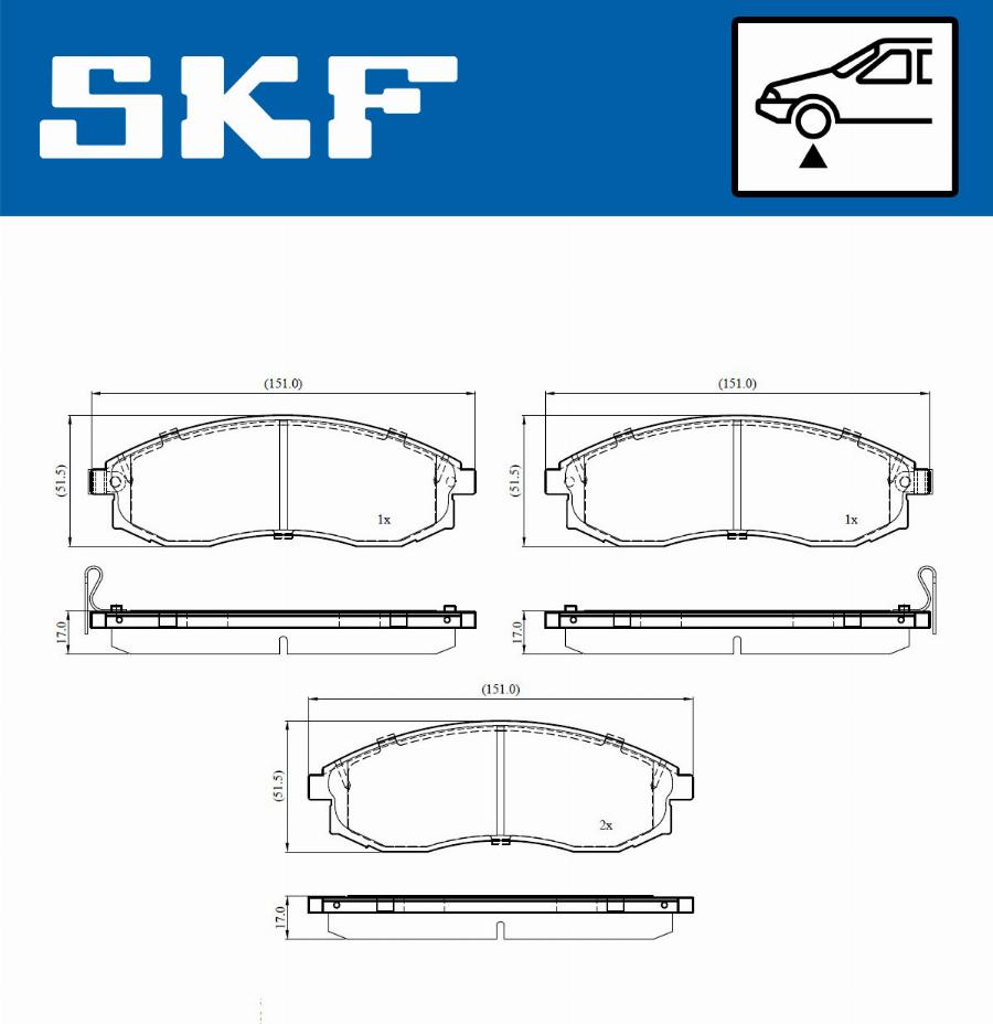 SKF VKBP 81121 A - Комплект спирачно феродо, дискови спирачки vvparts.bg