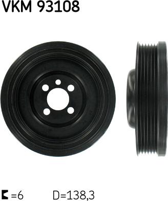 SKF VKM 93108 - Ремъчна шайба, колянов вал vvparts.bg