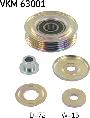 SKF VKM 63001 - Паразитна / водеща ролка, пистов ремък vvparts.bg