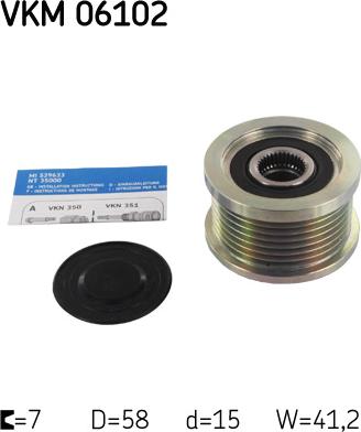 SKF VKM 06102 - Ремъчна шайба, генератор vvparts.bg