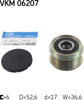 SKF VKM 06207 - Ремъчна шайба, генератор vvparts.bg