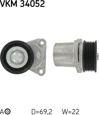 SKF VKM 34052 - Паразитна / водеща ролка, пистов ремък vvparts.bg