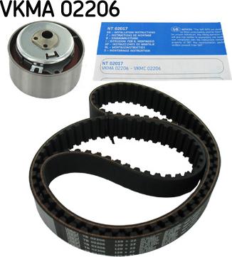 SKF VKMA 02206 - Комплект ангренажен ремък vvparts.bg