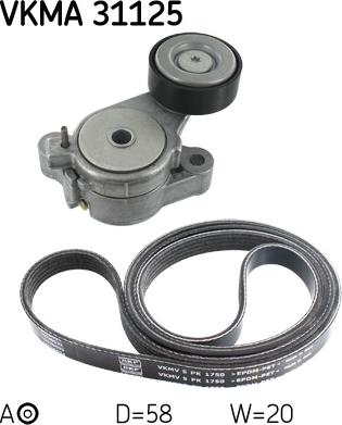 SKF VKMA 31125 - Комплект пистов ремък vvparts.bg