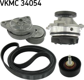 SKF VKMC 34054 - Водна помпа + комплект пистови ремъци клиновидно оребряване vvparts.bg
