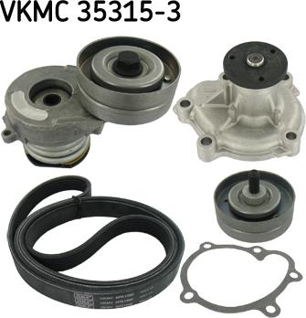 SKF VKMC 35315-3 - Водна помпа + комплект пистови ремъци клиновидно оребряване vvparts.bg