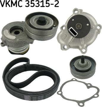SKF VKMC 35315-2 - Водна помпа + комплект пистови ремъци клиновидно оребряване vvparts.bg