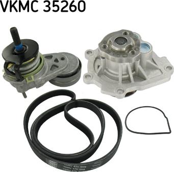 SKF VKMC 35260 - Водна помпа + комплект пистови ремъци клиновидно оребряване vvparts.bg