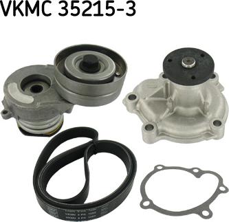 SKF VKMC 35215-3 - Водна помпа + комплект пистови ремъци клиновидно оребряване vvparts.bg