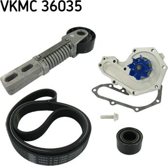 SKF VKMC 36035 - Водна помпа + комплект пистови ремъци клиновидно оребряване vvparts.bg