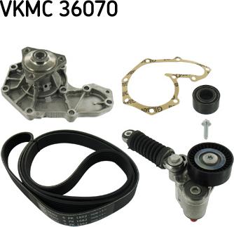 SKF VKMC 36070 - Водна помпа + комплект пистови ремъци клиновидно оребряване vvparts.bg