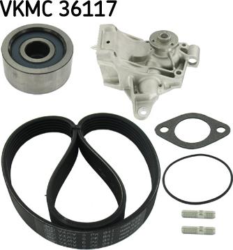 SKF VKMC 36117 - Водна помпа + комплект пистови ремъци клиновидно оребряване vvparts.bg