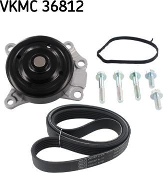 SKF VKMC 36812 - Водна помпа + комплект пистови ремъци клиновидно оребряване vvparts.bg