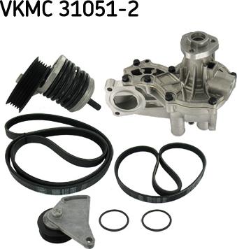 SKF VKMC 31051-2 - Водна помпа + комплект пистови ремъци клиновидно оребряване vvparts.bg