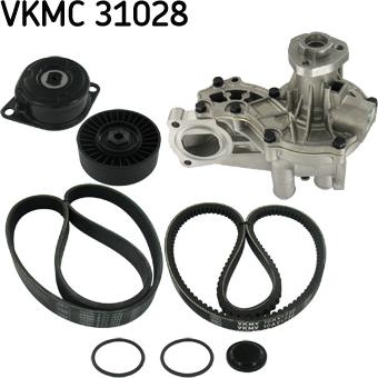 SKF VKMC 31028 - Водна помпа + комплект пистови ремъци клиновидно оребряване vvparts.bg