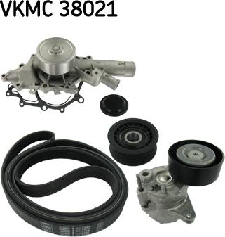SKF VKMC 38021 - Водна помпа + комплект пистови ремъци клиновидно оребряване vvparts.bg