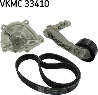SKF VKMC 33410 - Водна помпа + комплект пистови ремъци клиновидно оребряване vvparts.bg