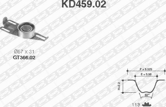 SNR KD459.02 - Комплект ангренажен ремък vvparts.bg