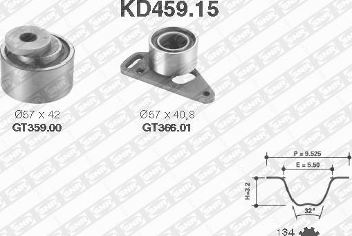 SNR KD459.15 - Комплект ангренажен ремък vvparts.bg