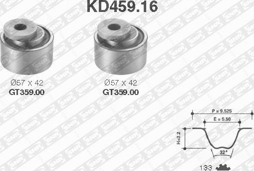 SNR KD459.16 - Комплект ангренажен ремък vvparts.bg