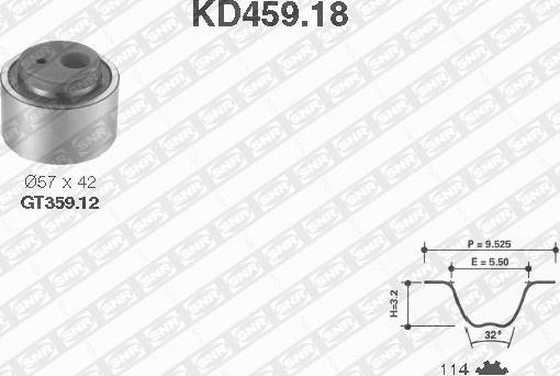 SNR KD459.18 - Комплект ангренажен ремък vvparts.bg