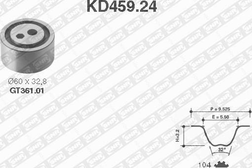 SNR KD459.24 - Комплект ангренажен ремък vvparts.bg